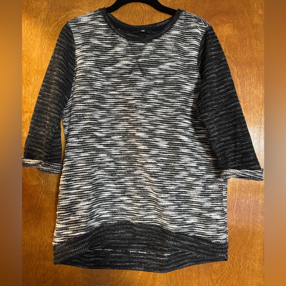 H&M Black & White Marled Knit Sweater